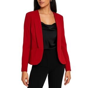Akira Red Blazer Jacket Open Front Collarless Jacket Medium